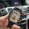 Luxury Mens Watches Top Brand äkta läderband Titta på lysande mekanisk automtaisk rörelse Månfas armbandsur för män F293J