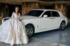 Lujosos vestidos de novia árabes sexy de talla grande sin espalda mangas largas cristales vestidos de novia impresionantes vestidos de novia