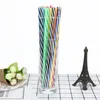 100 stk / partij Herbruikbaar Hard Plastic Stro Hoge Kwaliteit Stripe Rietjes met Borstel Gratis Verzending
