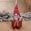 Jul plysch docka hängande prydnad dekorationer stickade gnome dockor xmas träd vägg hänga hängsmycke semester inredning gåva 6 färger gratis dhl eller ups hh9-2461