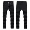 Calças de jeans masculinos Mens High Street Estilo do motociclista Distrressed com Zipper Slim Fit Denim Casual Masculino Calças Calças Asiática Tamanho