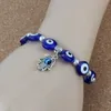 10pcs Hamsa Fatima Hand Evil Eye Beaded Bracelets Handmade Beads Elastic Band for Unisex288W