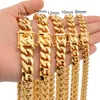 8mm 10mm 12mm 14mm 16mm Miami Cuban Link Chains Stainless Steel Mens 14K Gold Chains High Polished Punk Curb Necklaces Mens Jewelr350y