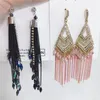 Lyx Retro Long Crystal Tassel Bohemian Örhängen Kändisstil Handgjorda Tassel Örhängen Blanda Smycken Grossist för kvinnor DHL