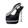 Sıcak Satış-Kolnoo Sıcak Satış Kadınlar Yüksek Topuk Sandalet Yılan Rhinestone Deco Peep-Toe Yaz Moda Ayakkabı A066
