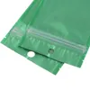 8.5x13cm 100pcs Grön platt botten Matt genomskinlig aluminiumfolie Liten återförslutbar plastpåse dragkedja