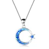 Simpatica collana con pendente a stella di luna Collana con opale di fuoco blu Gioielli da sposa in argento sterling 925