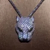 Nueva Plata de Ley 925 Pura Moda Zircon Collar de Leopardo Joyería de Fiesta Lujoso Oro Blanco Cabeza de Leopardo Suéter Cadena J1907133116