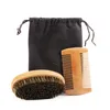 3pcs Wooden Beard Brush Boar Hair Bamboo With Boar Bristle Natural Wooden Comb Beard Care of the Shaving Brush Set7969891