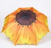 wholesale 10pcs Fashion Sunflower Pattern Three Folding Umbrella Women Men Sun/Rain Large Beach Umbrellas Parasol