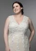 Gothic Trouwjurken Plus Size Kant Applique V-hals Hollow Back White Champagne Ivory Bridal Jurk Vestidos de Novia Wedding Reception