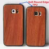 Étui en bambou/bois véritable + étuis à bords ronds souples en TPU pour iPhone X XS Max XR 6 7 8 dur sculpture en bois de bambou Samsung Smartphone