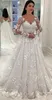 Nouvelle robe de bal robes de mariée col en V à manches longues Tulle dentelle appliques robes de mariée balayage Train robe de mari￩e