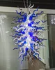 Lampes Créatives Lustres En Verre Soufflé À La Main Éclairage pour Maison Art Décoration Cobalt Bleu Blanc Gris Couleur Moderne LED Lustre