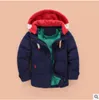 HH Kurtka dla dzieci chłopcy z kapturem zimowa dziewczyna jesienna kurtka maluch płaszcza dzieci snowsuit aksamitna kurtka marna 3 4 5 8 10 lat1163625