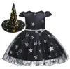 Halloweenowy kostium dziewczyny cosplay sukienki z czarownicą kapelusz ubrania dzieci sceniczne taniec czarownica kostium lato księżniczki sukienki pettiskirt cZYQ6086
