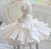 New Fashion Beaded Bow Baby Girl Dress Princess Fluffy Tulle Infant Clothes Baby Girls Baptism Christening 1st Birthday Gown Y19052831189