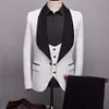 2020 New Arrival Groomsman Shawl Lapel Groom Tuxedos Pink/Red/White/Black Men Suits Wedding Best Man Blazer (Jacket+Pants+Bow+Vest)