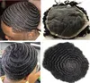 Sostituzione dei capelli umani vergini indiani 360 posticci Afro Wave Toupee in pizzo pieno colore # 1 per uomini neri277L