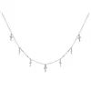 Anenjery Simple 925 Sterling Silver 7 Cross Tassel Naszyjniki dla kobiet Choker Collares S-N452