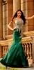 Wspaniałe Syrenki Suknie Wieczorowe Jeden Ramię Bez Rękawów Koronki Aplikacje Trąbka Zielona Party Party Suknie Custom Made Formal Dress