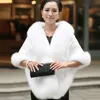 Элегантные женские Faux Mink Cashmere зима теплый меховой пальто шал мыс моды сплошные дамы искусственного меха PONCHO HO704471