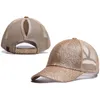 Nowy Ponytail Czapka z daszkiem kobiety niechlujny kok Snapback Lato Kapelusze Mesh Casual Sport Cekiny Caps Drop Shipping Hat Cap