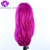 Rosa färg syntetisk spets fram peruk långa raka peruker för kvinnor värmebeständig fiber glödlös naturlig hårlinje cosplay peruk 26 ''