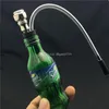 Green Sprite Bottle Glass Hookah Ash Catchers high quality Thick Pyrex tobacco pipe metal smoking tobacco pipe water bongs