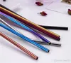 Colorful Stainless Steel Drinking Straw 21.5cm Straight Bent Reusable Straws Juice Party Bar Accessorie 300pcs T1I362