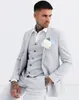 Tuxedos de marié trois pièces gris clair, revers cranté, Blazer à deux boutons pour hommes, costume de bal formel d'affaires (veste + pantalon + gilet)