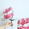 Simulação de orquídea artificial flor planta verde com folhas para casa casamento sala estar tv mesa arranjo decorativo8605833
