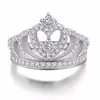 Infinito feito à mão moda jóias 925 prata esterlina rosa preenchimento de ouro pavimentar safira branca cz diamante feminino coroa de casamento anel de banda 243f