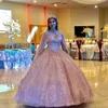 Uniek Ontwerp Grote Sjaal Rose Goud Quinceanera Galajurken 2022 Bling Lovertjes Sweetheart Ruches Nieuwe avond 15 Party Vestidos 15 281A