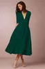 Plus Size Women Clothing 2021 Summer Dresses 12 Sleeve Vneck Prom Tealenght Simple Cocktail Party Dress5827650