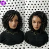 200Density volle kurze geflochtene Perücken Box Braids Perücken für schwarze Frauen Lace Front Braid Perücke lockig 14 Zoll Schwarzbraun mit Körperhaar9432331