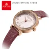 يوليوس 20022New ساعة للنساء كوارتز ساعة اليد مع الماس الأحمر حزام الجلود relogio feminino الأزياء ساعة دروبشيبينغ JA-965