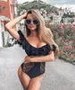 Ruffles Flower Dot Bikini Set Kvinnor Badkläder 2019 Sommar Ny Shoorless Mesh High Waist Biquini Baddräkt Kvinnor Baddräkt