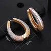 Jankelly Luxury Geometric Cubic Zirconia Statement Big Hoop Earrings For Women Wedding Dubai Bridal Round Circle Hoop Earrings J190721