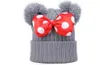 Kids Hats Mouse Ears Beanie Bowknot Cap Baby Fashion Knitting Boys Girls Winter Warm Hat Children Outdoor Warm Hat WY62Q