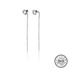 Mode 925 Sterling Silver Small Heart Shape Statement Rose Gold Color Long Chain Ear Hanging Dingle Drop Earrings for Women2530