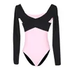 Bühnenabnutzungsballett Gymnastik Trikot Ballerina Training Kostüm für Frauen Tanz Erwachsene Yoga Bodysuit Farbe Kontrastanzug