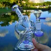 7 pollici Green Purple Recycler Bong Sidecar Tubi d'acqua Dab Rig Soffione doccia Percolatore Oil Rigs 14mm Giunto con ciotola inebriante