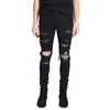 2018 High Street Fashion Herren Jeans Top Qualität Schwarz Farbe Hip Hop Jeans Männer Punk Hosen Skinny Fit Balplein Marke Zerrissene