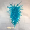 Постмодерн Атмосферный Turquoise Blue Glass Leaf High висячие люстры LED освещение люстры муранского стекла Чихули Стиль