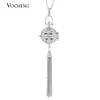 Fashion-armony Essential Oil Diffuser Locket 3 Colors Crystal Pendant Tassel Necklace With Stainless Steel Chain Va -215 Christmas Gift