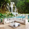 Floresta cachoeira natureza paisagem foto parede mural para quarto sala de estar sofá cenário decoração não-tecido personalizado papel de parede