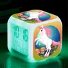 Cartoon Unicorn Alarm Clock Led Digital Alarm Clocks Child Kids Student Desk Clock 7 Color Changing Night Light Thermometer Gift8618209