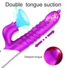 2020 Ny Dildo Vibrator Double Tongue Licking Telescopic Vänd G Spot Clitoris Stimulator Erotiska Vuxna Sexleksaker För Kvinnor Vaginal T200706