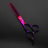 professional japan 440c purple Left handed 6 '' hair scissors cutting barber makas haircut thinning shears hairdressing scissors CY200521